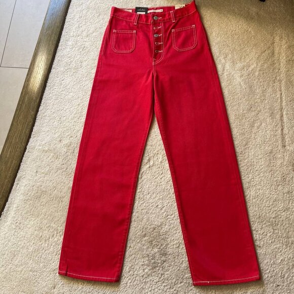 NWT Levi's Ribcage Straight Ankle Bright Red Women's Jeans Size 26/29 - Picture 2 of 12